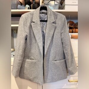 Zara Women's Over Sized Gray Wool-Blend Tailored Coat/Blazer - Brand New